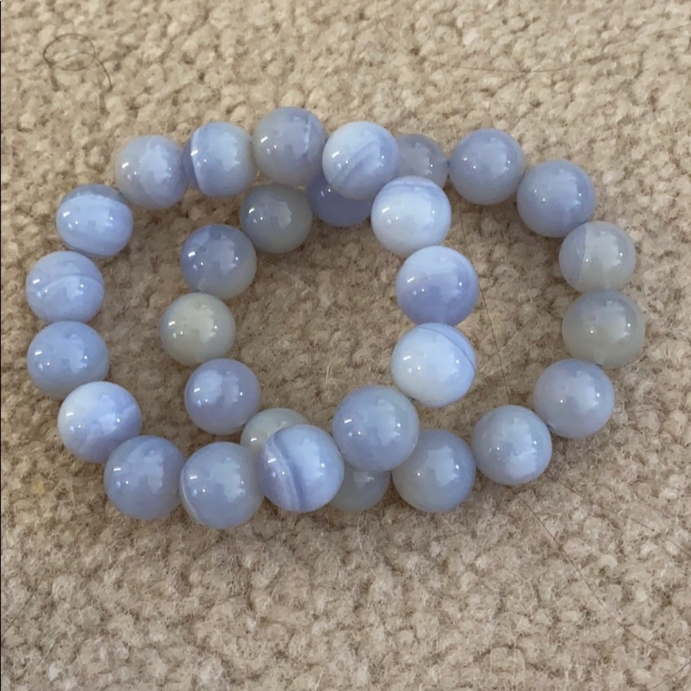 Pair of quartz bead bracelets